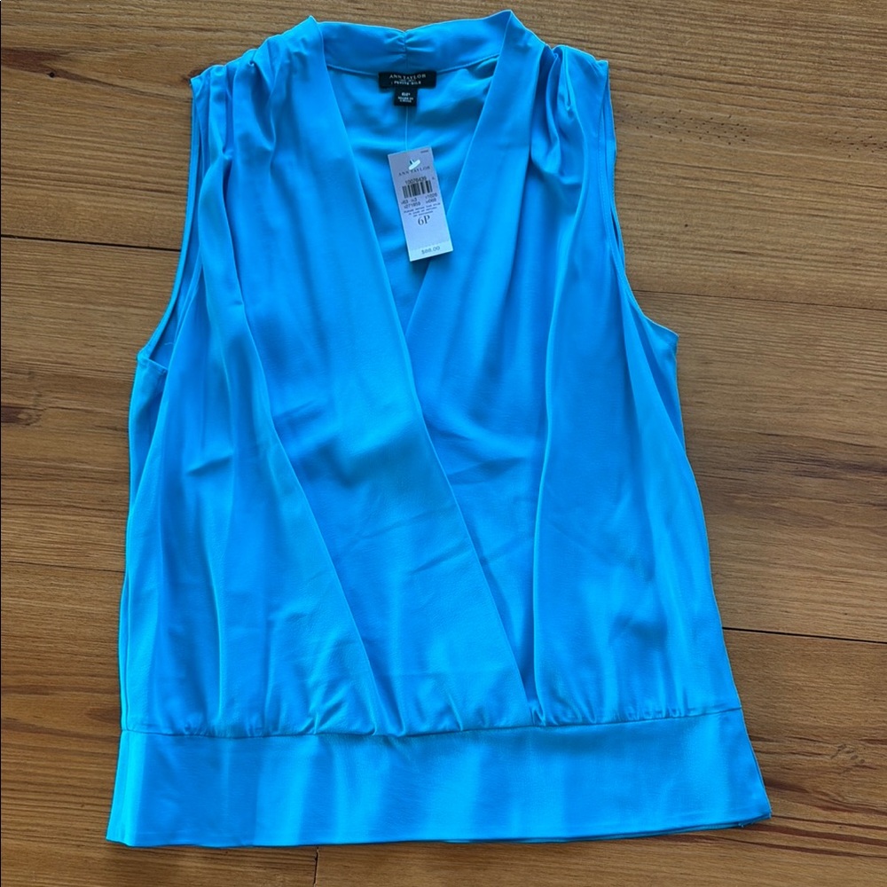 Ann Taylor Teal Blue Sleeveless Blouse